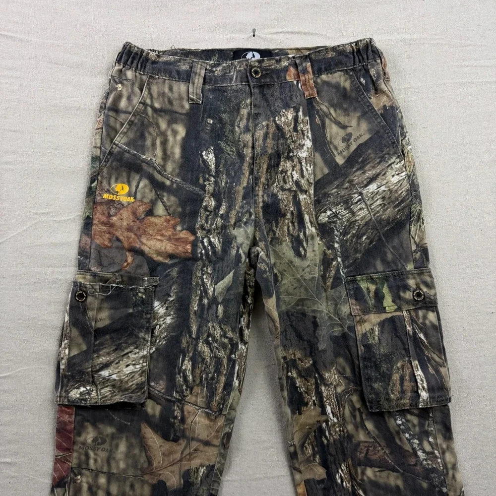 Mossy Oak Cargo Pants Mens 31x29 Camo Brown Green Drawstring Hem Outdoor Utility
